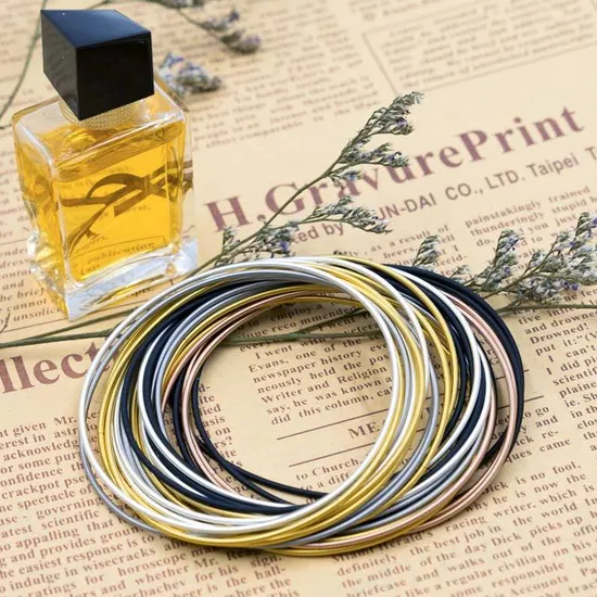 Futeng Fashion Stainless Steel Jewelry Guitar String Gold Elastic Spring Thin Bracelet