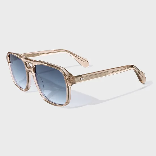 Yeetian High Quality Spectacle Transparent Champagne Classical Pilot Acetate Frames Sunglasses