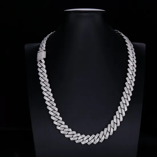 925 Silver Custom Necklace Jewelry Iced out Vvs Moissanite Cuban Link Chain