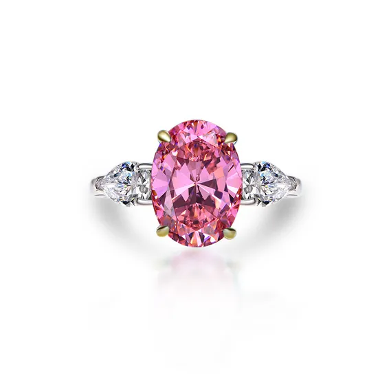 925silver New Simple Four-Claw5carat Ring Fashion Shining Oval10*14high Carbon Diamond Ring