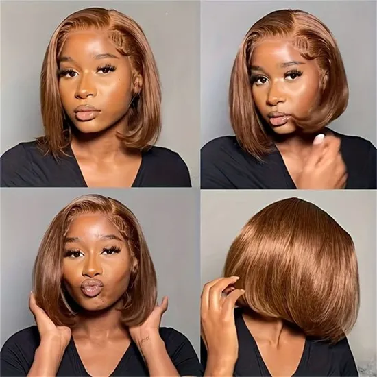 Brown Hot Chocolate Bob Wig Big Lace Human Hair Brown Human Hood