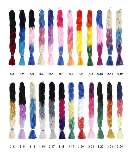 Kanekalon Jumbo Braids Synthetic Crochet Hair Extensions 24" 82"