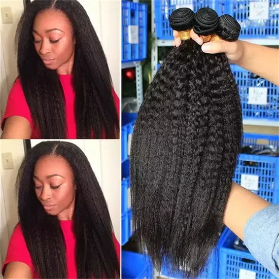 Wholesales Natural Black Cuticle Aligned Virgin Indian Kinky Straight Human Hair Bundles