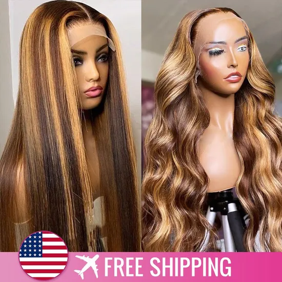 Wholesale Lace Frontal 4/27# Highlight Lace Front Wig 100 Human Hair China Cheap Remy Hair Full Lace Wig Natural Brazilian Human Hair Wigs