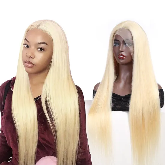 150% Density Hot Selling Xuchang Factory Wholesale Raw Vietnamese Virgin Human Hair 613# Blonde 360 Full HD Transparent Swiss Lace Hand Made Wig for Black Women