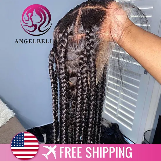 Angelbella Vendor Glueless Raw Virgin Wig, HD Full Lace Front Braided Wigs, Human Braiding Hair Braid Wig for Black Women