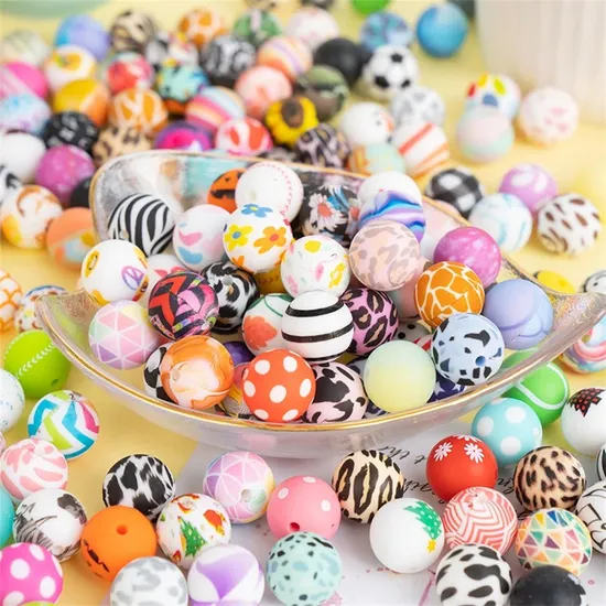 Bracelet Keychain Wristlet Silicone Bead Baby Chewable Silicone Focal Beads