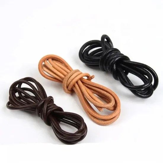 100% Natural Genuine Cowhide 2mm Leather Round Cord Original Tan Color Round Leather Cord