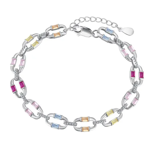New Fashion Light Luxury Temperament Candy Color Series 925 Pure Silver Zircon Tennis Bracelet Wholesale