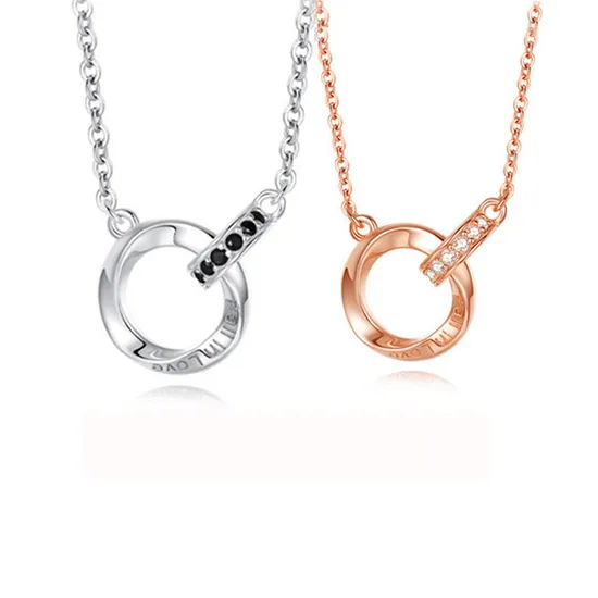 Fashion 925 Sterling Silver Women Couple Pendants Necklaces