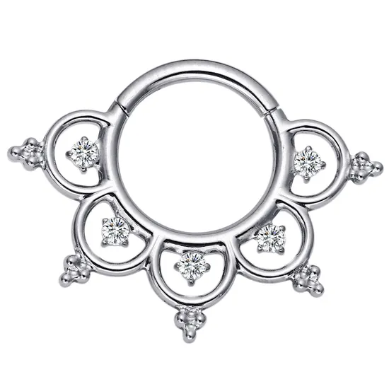 ASTM F136 Titanium Round Filigree Hinged Segment Nose Septum Ring Piercing Jewelry