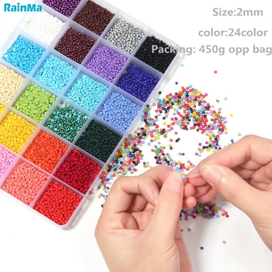 Hot 24color 2mm Glass Beads for DIY Jewelry Bead Embroidery Kit