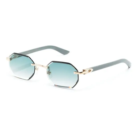 UV 400 Unisex IP Electroplating Gold Metal Designer Diamond Cut Custom Logo Polarized Lenses Rimless Design Sunglasses