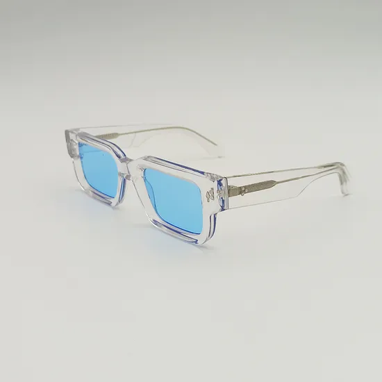High End Unique Transparent Glasses UV Protection Rectangle Acetate Sunglasses