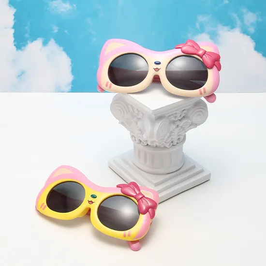 Children′s Sunglasses UV Protection Polarizing Sunglasses for Girls Cute Kitten Girl Baby Sunglasses Silicone
