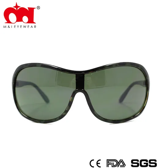 Men′s One-Piece Green Sunglasses with Large Frames (M10461)