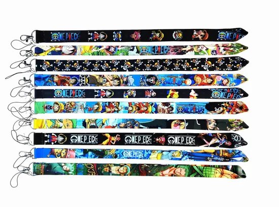 Anime Characters One Piece Card Holder Lanyards Keys Neck Strap Card Badge Keychain ID Credit Bus Card Cover Hang Rope Lariat Lanyard