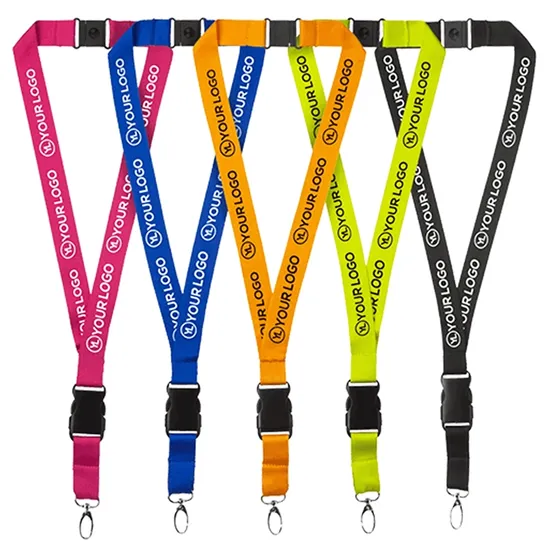 Factory Customized Logo Polyester Lanyard Wholesale Cheap Personalized Webbing Heat Transfer Neck ID Card Woven Lanyard
