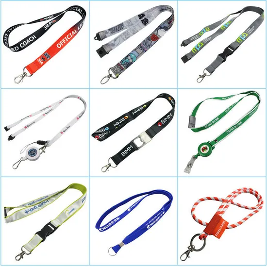 Direct Logo Promotion Manufacturers Custom 3mm 4mm 5mm Round Long Polyester Nylon Mobile Phone Vape Device Jacquard Lanyard with Metal Hook, Keychain