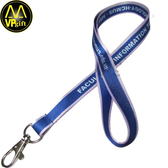 China Guangzhou Basic Customization Factory Price Braided Polyester Webbed Woven Printing Name Card Mobile Phone Holder Ribbon Lanyard