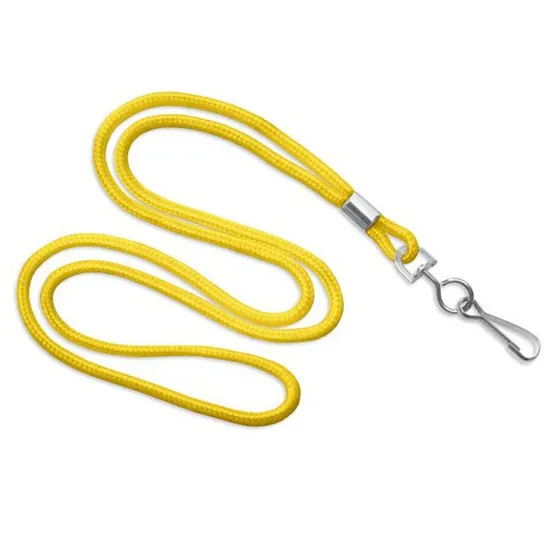 Round Nylon ID Lanyard with Swivel Hook for for ID Card Badge Holder Yellow