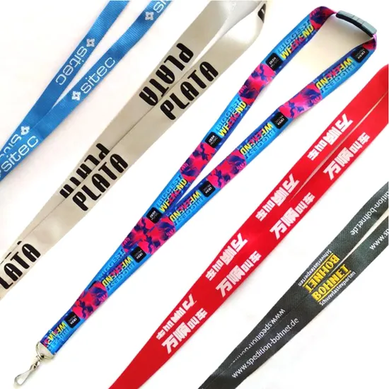 Custom Logo Ployester Lanyards Bulk Colorful Pattern Fabric Lanyard