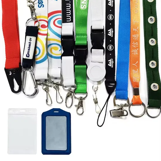High Quality Neck Straps Custom Logo Polyester Lanyard with Label Keychain