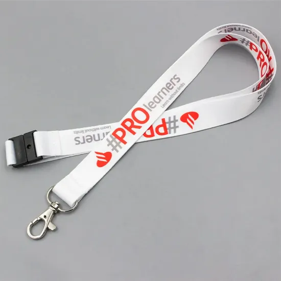 Polyester Webbing Multi-Color Silk Screen Printing Black Plastic Identification Sleeve Lanyard Nylon Heat Transfer Badge Printing Logo Lanyard