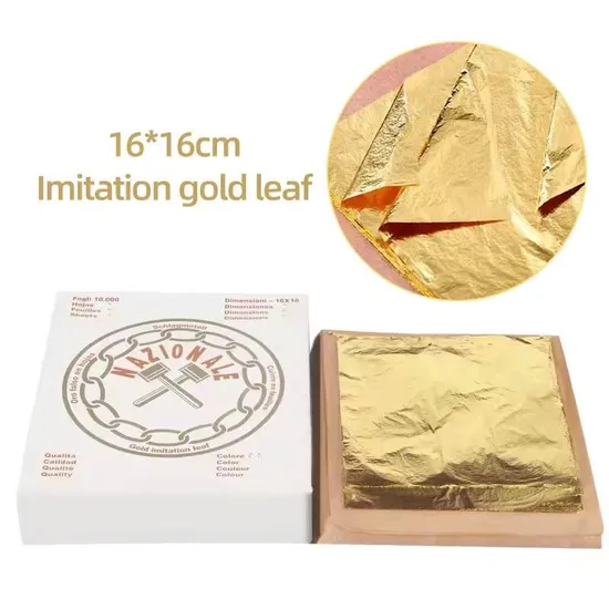 Factory Direct Sale 16X16cm Italian Imitation Gold Leaf Foil Sheets 10000 Sheets Gold Leaf for Furniture Deco