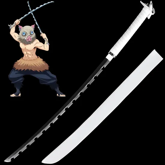 104cm Hashibira Inosuke Carbon Steel Demon Slayer Anime Cosplay Sword