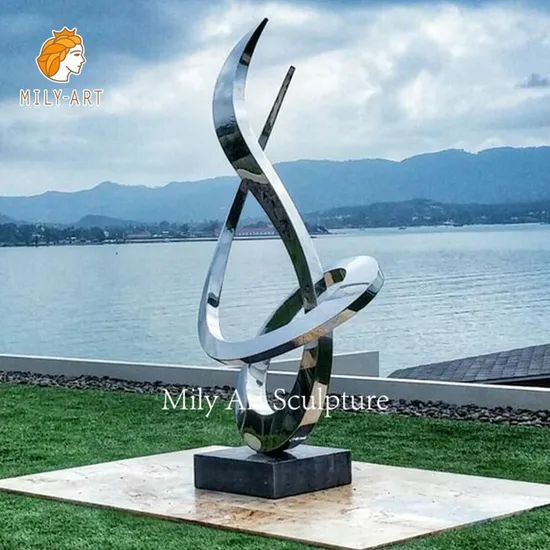 Modern Outdoor Metal Garden Mirror Statue High Polishing Stainless Steel Abstract Sculpture
