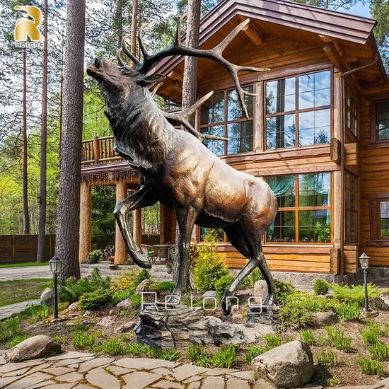 Factory Supply Outdoor Brass Stag Animal Garden Decor Casting Life Size Elk Deer Bronze Statue Sculpture