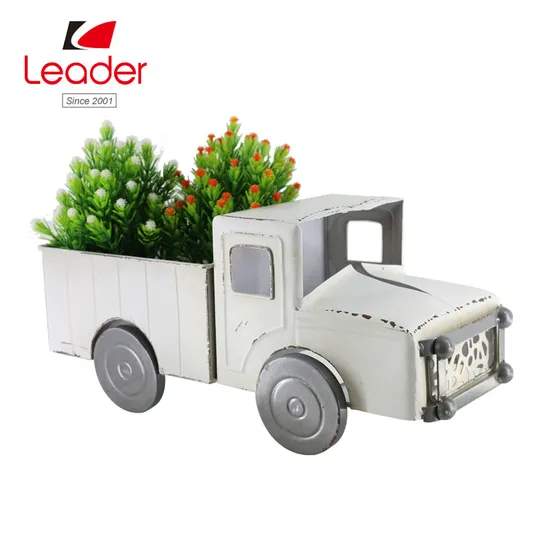 Hot-Sale Metal Rustic White Truck Planter for Home and Garden Decoration