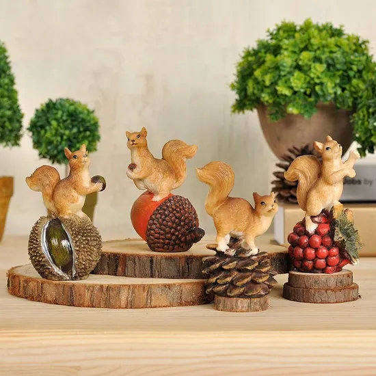 8cm 3inch Squirrel Ornament Holiday Decor Resin Life Like Forrest Animal Decoration for Garden