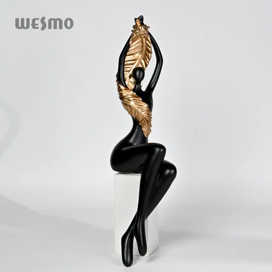Home Decoration Gift Luxury Office Decor Desktop Ornaments Art Black and Gold Elegant Goddess Figure Sculpture