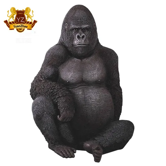 Outdoor Decorative Large Fiberglass Gorilla Statue Life Resin Ape King Kong Sculpture