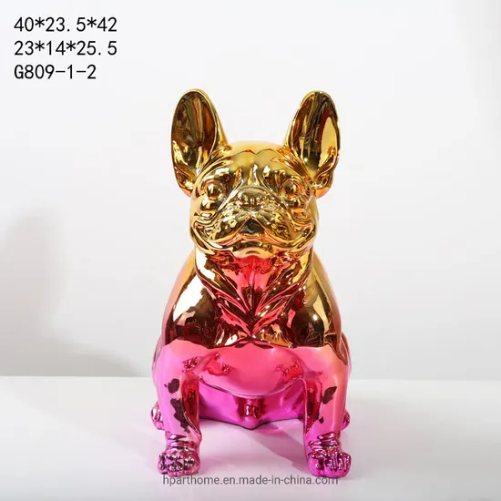 Multicolor Optional Home Ornaments Gradient Color Plating Bulldog Statue