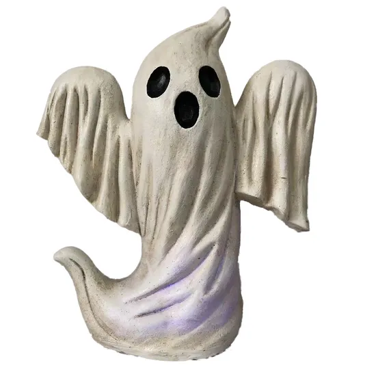 Polyresin Halloween Decorations LED Light Pumpkin Lamp Old Ghost Statue Figurine
