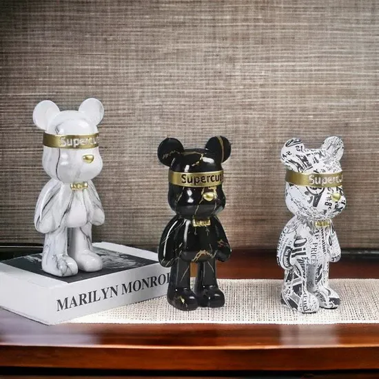 Resin Violent Bear Sculpture Handmade Modern Luxury Home Decoration Bear Statue