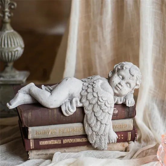 Customized Home Decoration Resin Angel Candle Holder Antique Statue Polyresin Cherub