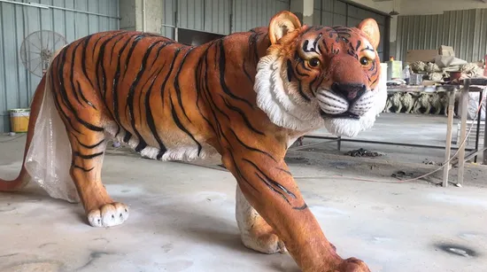 Factory Handmade Realistic Good Quality Fiberglass Large Tiger Sculpture