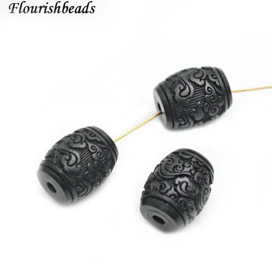 Flourishbeads Jewelry Barrel Shape Carved Lucky Cloud Black Sandalwood Beads for Buddhist