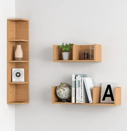 Wood Wall Shelf for Wall Display Set of 3 Floating Shelves with Brackets Wood Rack