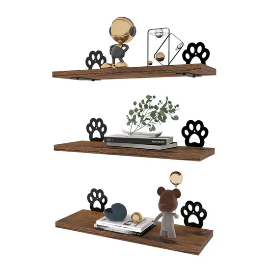 Solid Wood Wall Frame for Wall Decoration with Metal Support Floating Shelf