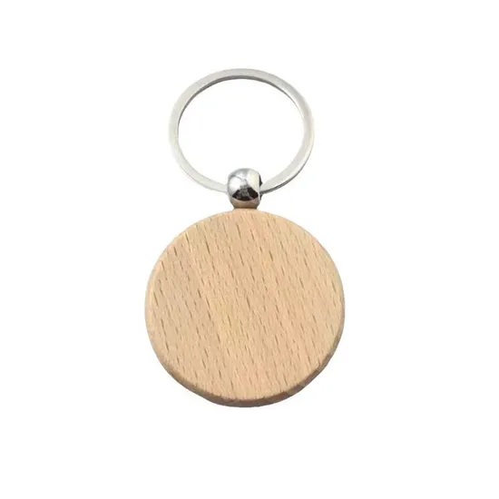 Professional Suppliers Promotional Gift Blank Plain Personalized Printing Laser Logo Wood Keyring Custom Wooden Keychain for Engraving