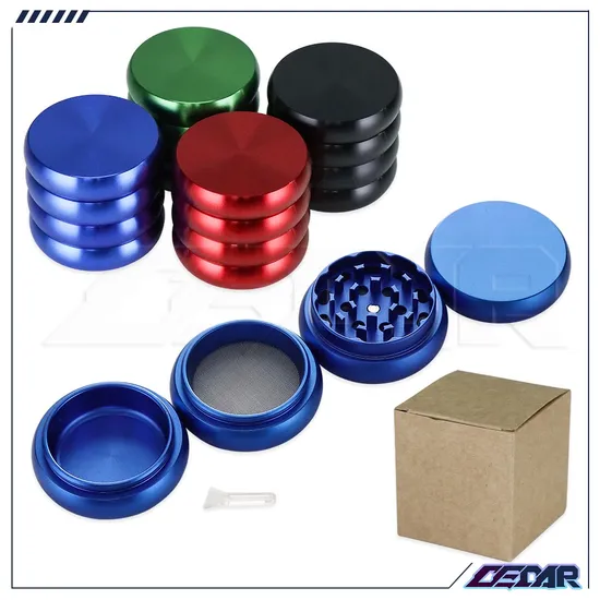 Aluminum Herb Tobacco Grinder Four Colors with Box Wholesale Smoking Accessories