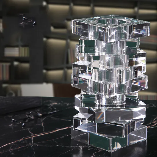 Modern K9 Crystal Glass Stacked Vase in Patchwork Irregular