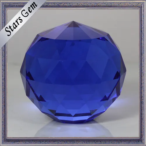 Round Single Point Blue Color Facets Face K9 Glass Ball Beads for Crafts