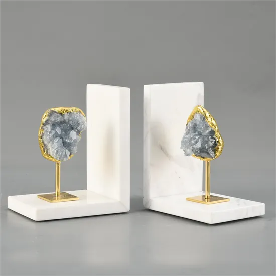 Brass Marble Crystal Simplicity Glass Semi-Handmade Bookends Crafts