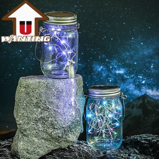 Outdoor Mason Glass Bottle Lamp Solar LED Light Garden Decoration Lawn Decor